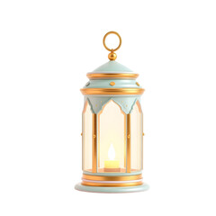 Classic Islamic Lantern with Gold and White Accents