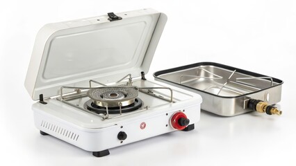 Portable Single-Burner Camping Stove with Windscreen