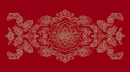 Tibetan Thangka Art Seamless Craft Background, intricate line art design, vibrant colors, suitable for various creative projects, features elegant motifs and ample copy-space