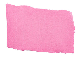 Isolated cut out torn piece of blank pink paper note cardboard with rough texture and copy space...