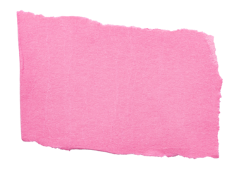 Isolated cut out torn piece of blank pink paper note cardboard with rough texture and copy space for text, transparent png background design element
