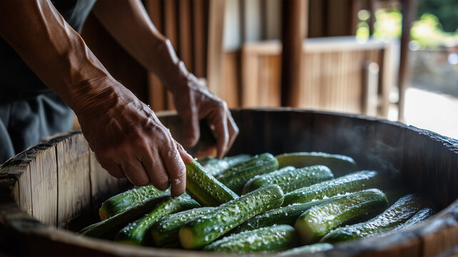 伝統的な日本の漬物作り-古民家の土間で手仕込み