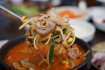 Pork soup is a soup made with pork, intestines, and blood sausage, and is a representative Korean...