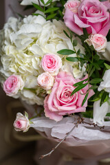 Bouquet of Pink and White Roses close up