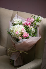 Bouquet of Pink and White Roses close up