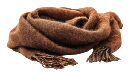 Cozy brown wool scarf with fringes, perfect for chilly weather and elegant outfits