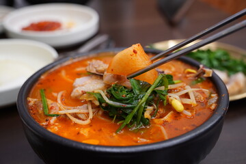 Pork soup is a soup made with pork, intestines, and blood sausage, and is a representative Korean...