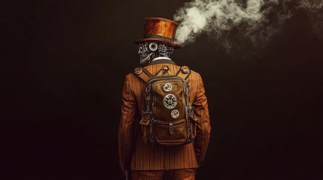 A striking image of a steampunk character in a sophisticated outfit, combining elements of vintage fashion and technology in an imaginative, eye-catching presentation.