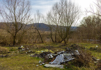 Waste and residues thrown into nature, pollution