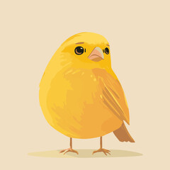 Fototapeta premium Vector illustration of a cheerful yellow bird on a soft beige background, perfect for children's themes and nature-related projects.