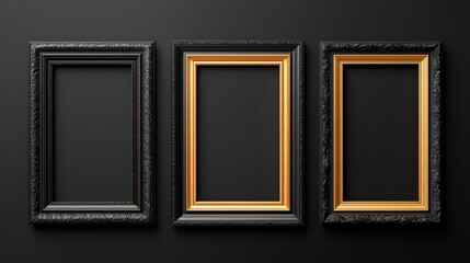 Elegant Decorative Frames in Various Styles with Dark Background for Art or Photo Displays