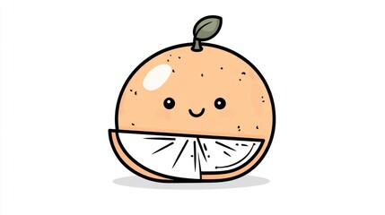 Happy Orange Fruit Drawing On White Background, Use For Children?s Book