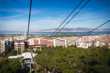 Scenic Aerial View of Izmir from Balcova Cable Car, Turkey
