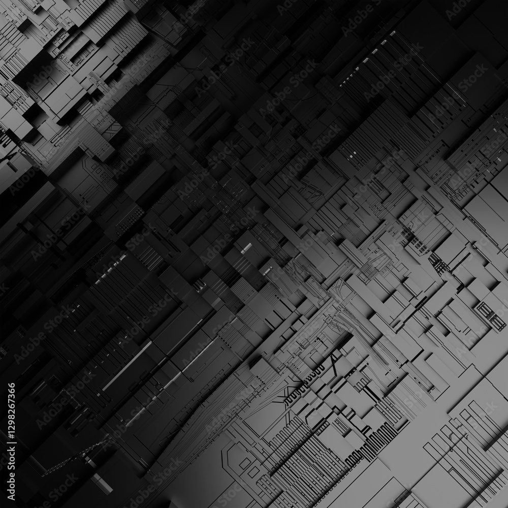 Poster 3D rendering Abstract background, basic geometric polygon shapes element, dimensional and depth for technology concept