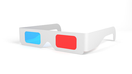 Anaglyph 3D glasses isolated on white background. 3d illustration.