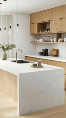 Modern Kitchen Island 3D Render