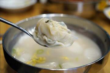 Korean holiday food, Sliced Rice Cake and Dumpling Soup