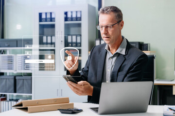 Cyber security concept, Login, User, identification information security and encryption, secure...