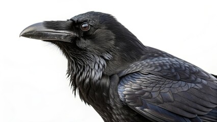 Fototapeta premium Close-up of a Raven Against White Background