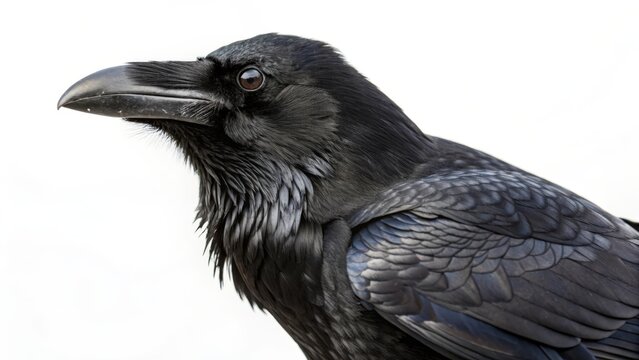 Close-up of a Raven Against White Background - Powered by Adobe