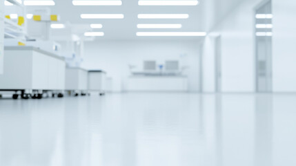 Modern science lab with clean floor and white furniture, creating sterile environment