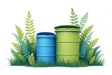 Environmental conservation collecting rainwater with home garden rain barrels