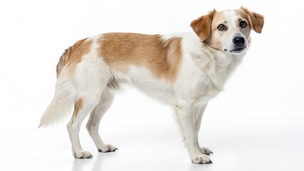 White and Tan Dog on White Background
