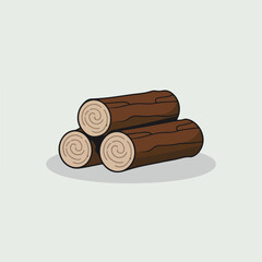 A Flat-Style Firewood log on a Plain White Background