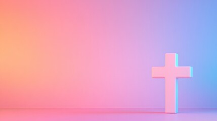 Obraz premium Minimalist cross design on gradient background evokes peace and