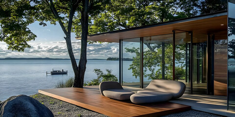 Lakeside Luxury: Modern Deck Design Photo