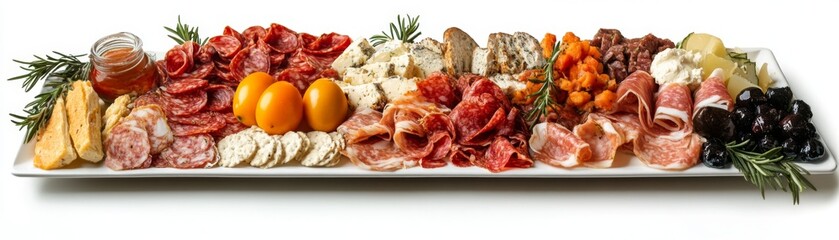 Delicious Charcuterie Board with Meats, Cheeses, and Garnishes