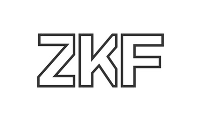 ZKF logo design template with strong and modern bold text. Initial based vector logotype featuring simple and minimal typography. Trendy company identity.