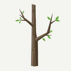A Flat-Style Thick tree branch on a Plain White Background