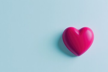 Obraz premium Bright pink heart on soft blue background, symbolizing love and