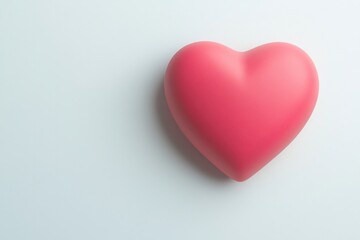 Fototapeta premium Soft pink heart rests on smooth surface, symbolizing love and af