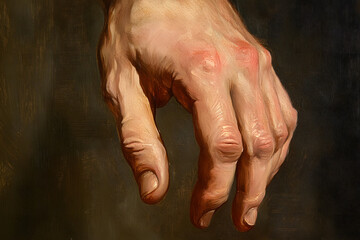 Fototapeta premium 老人の手のクローズアップ。皺と血管が際立つリアルな描写