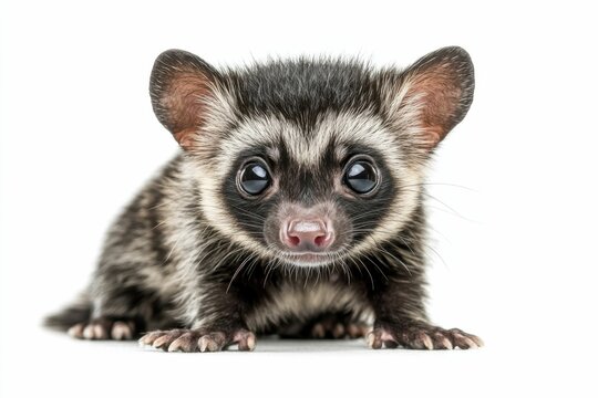 Asian Palm Civet. White Isolated Cute Animal (Paradoxurus hermaphroditus)