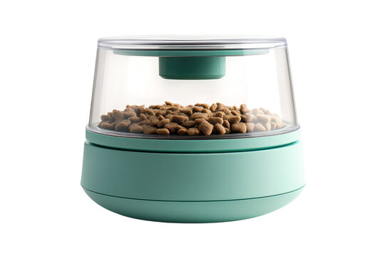 Modern automatic pet feeder for consistent feeding of pets at home or in the office setting