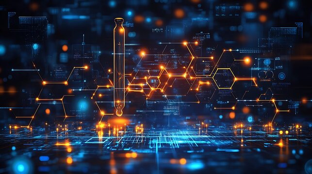 Detailed vector image of AI in pharma analytics decoding clinical studies and market patterns for drug research