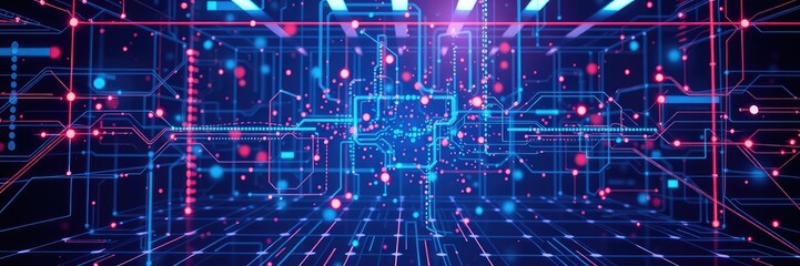 Digital background, Technology background, Futuristic Digital Wave with Glowing Technology Grid