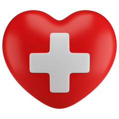 Obraz premium Stylized heart with medical cross symbol. Isolated on transparent background