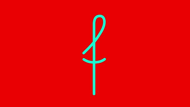 F letter small color writing cartoon animation redbox isolated. Compatibile part of alphabet. Handwriting educational style for children. Good for education movies, presentation, learning alphabet.