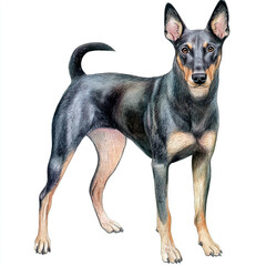 Cute and Creepy Beauceron Dog Watercolor Clip Art - Adorable and Unique Canine Illustration Perfect for Pet Lovers and Art Enthusiasts Seeking Whimsical Dog Designs