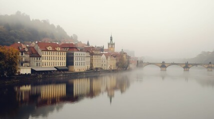 Obraz premium Charon. Foggy River Landscape in the Czech Republic