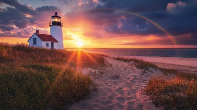 Chatham Sunset: Stage Harbor Lighthouse in Historic Cape Cod