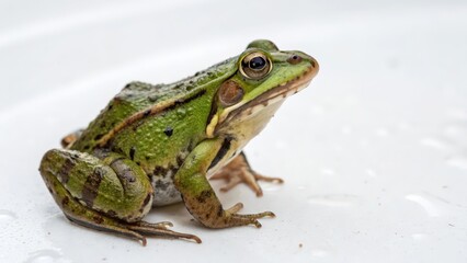 Fototapeta premium Green Frog on White Background
