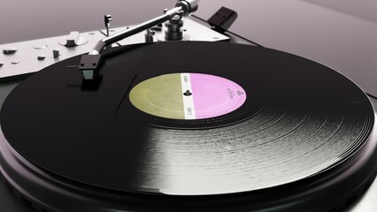 Vinyl record spinning across multiple perspectives, capturing music's nostalgic essence through...