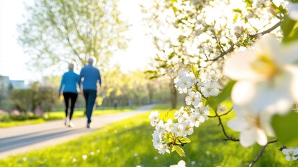 Obraz premium Captivating Walk Amidst Spring Blossom Trees