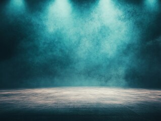 misty concert stage with dramatic soft lighting