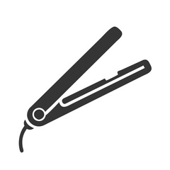 Vector icon of a flat iron tool used for styling hair in a minimalist design suitable for beauty and salon-related projects